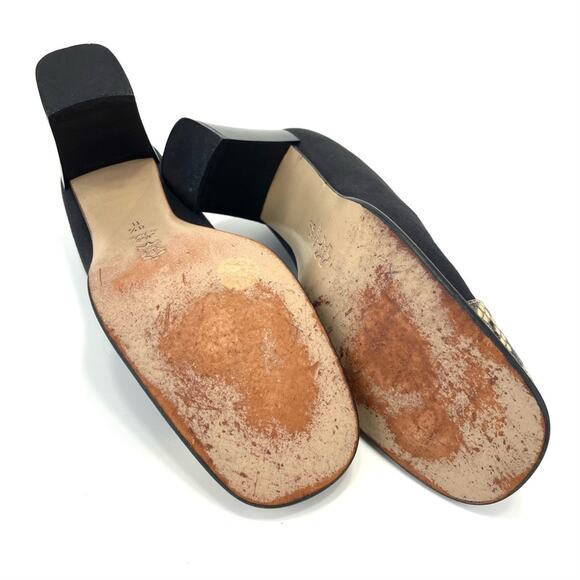 Coca By Maraolo Block Heel Pump Size 8.5 Black Fabric/Snake Print Leather Padded - Picture 7 of 16